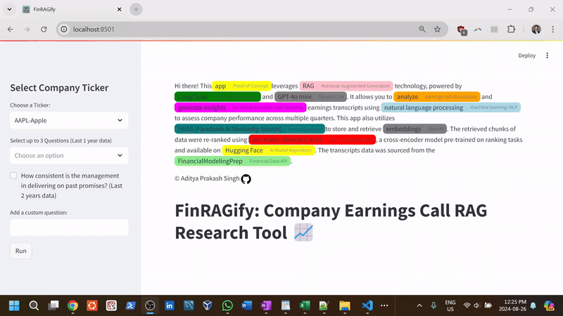 Building FinRAGify- An End-to-End Earnings Call Research ChatBot using RAG with LLMs